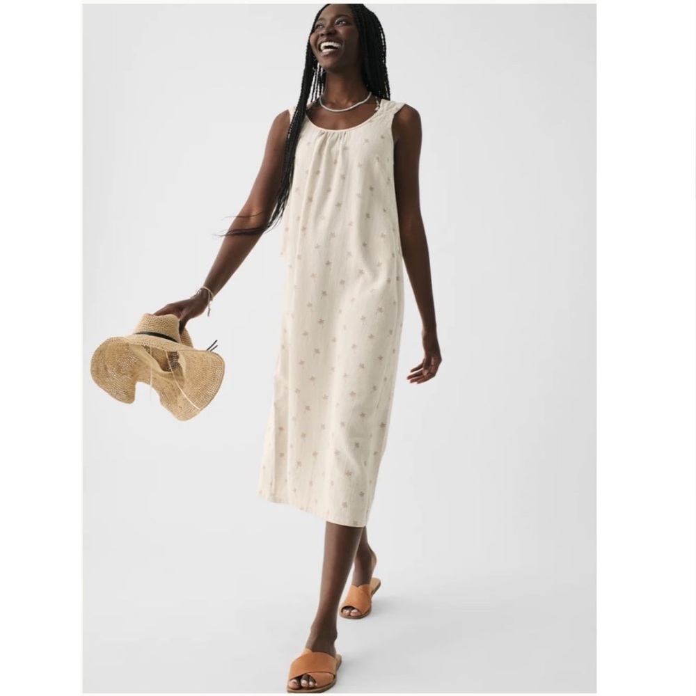 NWT Faherty Dream Cotton Gauze Sintra Cover Up Dress in Tossed Palm, Size S